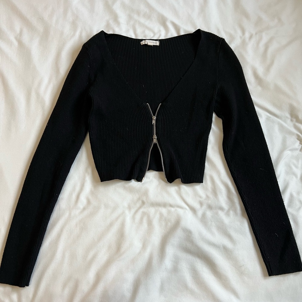 Black Ripped LA Hearts Zip Up Cardigan